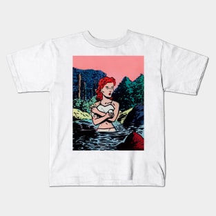 redhead girl taking a shower Kids T-Shirt